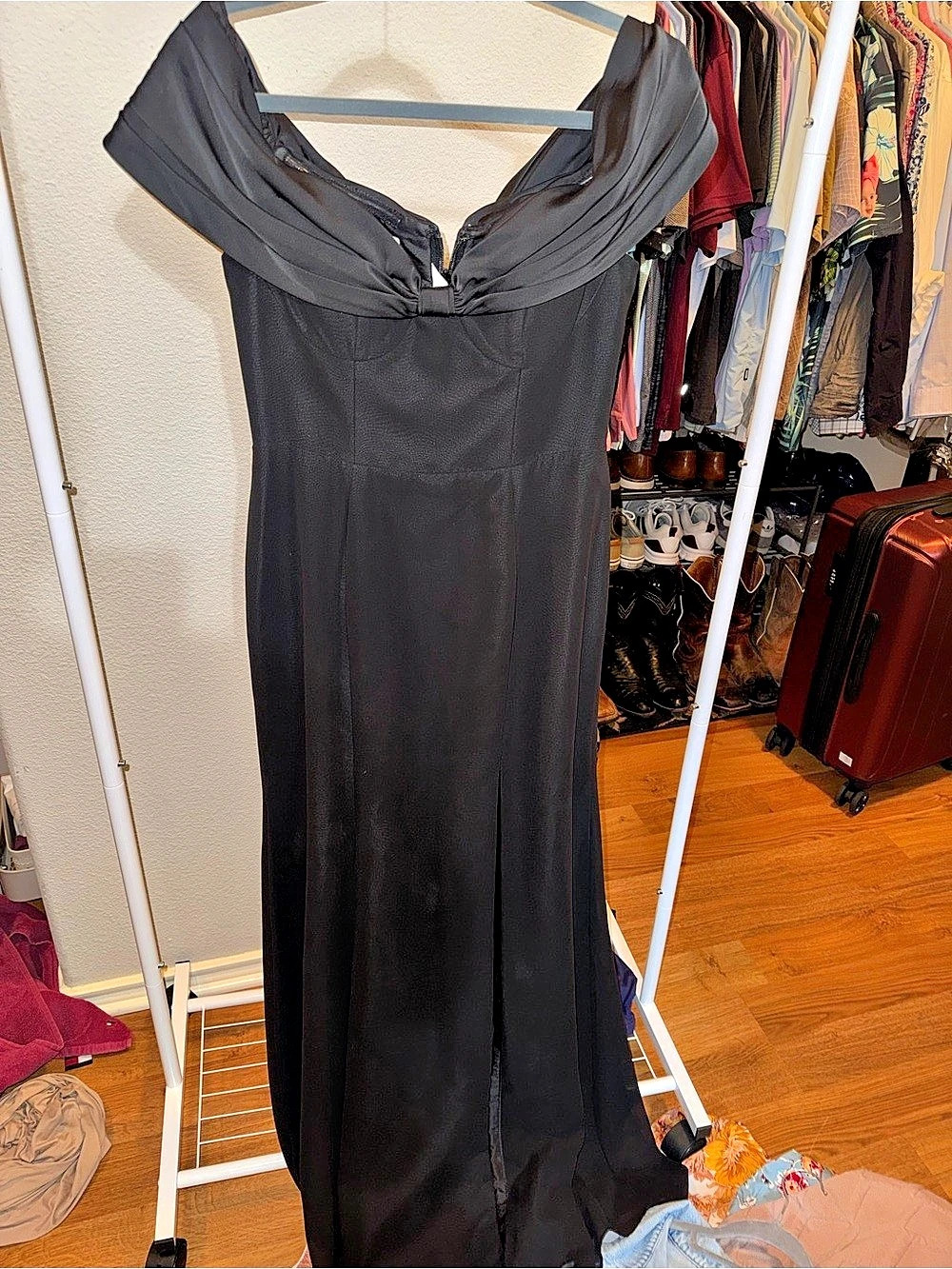 Azazie Kendall + Kylie Black Maxi Bridesmaid Dress Size 6 Like New